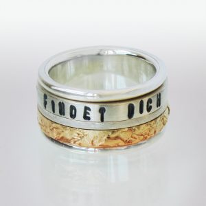 Ring 18k Gold Silber Text